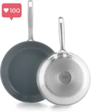 Treviso Stainless Steel Induction Healthy Ceramic Nonstick Frying Pan Set