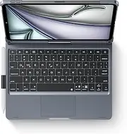 edaiser Swivel Keyboard Case for Apple iPad Air 11 inch (M3-M2) 2025 & iPad Air 5th 4th Gen& iPad Pro 11-inch (4th-1st); Rotatable Cover with Pencil Holder, Trackpad, Backlit Metallic Gray