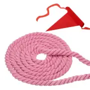 15' Tug of War Rope for Adults Teen Twisted Cotton Rope with Flag Pink
