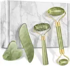 4-pcs Jade Roller & Gua Sha Set, Facial Roller Massager with Gua Sha Scraping...