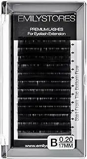 EMILYSTORES Eyelash Extensions 0.20mm Thickness B Curl Length 17mm Silk Mink Fake Eye Lashes In One Tray