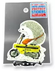 Hedgehog Sticker from Japan Cute Baby Riding Motorcycle Quirky B-Side Label
