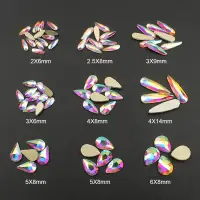 在飛比找蝦皮購物優惠-時尚水晶 AB 40 件/批 3D 美甲長水滴花式彩色玻璃石