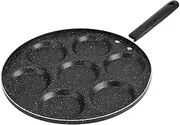 Frying Pan, 7 Holes Frying Pan Non Stick Fried Eggs Cooking Pan Burger Household Kitchen Cookware for Pancakes Burgers Quesadillas Eggs Go Breakfast