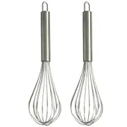 Ozoffer 2Pcs Stainless steel Whisk Egg Beater Wisk Balloon Wire Whisk Manual Milk Blender
