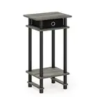 Furinno Turn-N-Tube Tall End Table with Bin Single French Oak Gray/Black/Black