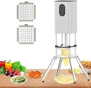 CHAOFLIGHT Electric French Fry Cutter,Vegetable Cutter Vertical Potato Chips Cutter Machine Commercial Vegetable Chopper Stainless Steel Potatoes Maker with 1/2 & 3/8 Inch Blade (Vertical)