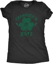 [Crazy Dog T-shirts] Womens Shamrock'n It 24/7 T Shirt Funny Saint Patricks Day Irish Clover Lucky Tee