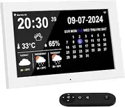 SVLIBO 10.1" WiFi Digital Calendar with Real-Time Temperature, Humidity, Weather, Weather Updates, Customizable Note, Life Aid, Weather Station (White)