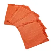 Crawford Coral 100% Cotton Woven Fringed Dinner Napkins Set of 4 by Park Designs