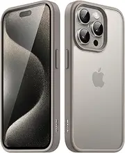 JETech Matte Case for iPhone 15 Pro Max 6.7-Inch, Shockproof Military Grade Drop Protection, Frosted Translucent Back Phone Cover, Anti-Fingerprint (Natural Titanium)