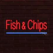 BRAND NEW "FISH & CHIPS" w/UNDERLINE 30x12x1 INCH LED FLEX INDOOR SIGN 30547