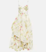 [Erdem] Erdem Alani linen and silk-blend midi dress AU 6 multicoloured