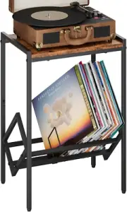 Record Player Stand with Vinyl Storage, Vinyl Record Stand Hold up to 80 LP, Tur