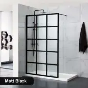 1200x2000mm Black Fully Framed Shower Screen Single Door Fixed Panel Walk-in 6mm