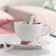 Coffee Mugs Tea Cup, Milk Cup Ceramic Cups and Saucers Set Continental Tea Set Coffee Cup White Porcelain Afternoon Tea Cup Set for, Coffee, Soup, Tea, Cereal