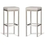 Set of 2 - Borgo Bar Stool 75cm - Brushed Frame - Off White