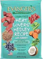 Evanger'S 776604 Grain Free Meat Lover's Medley with Rabbit Dry Cat Food, 4.4-Pound