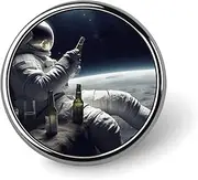 [FZMVSQH] Astronaught With Beer Printed Round Button Pin Badges Metal Pinback Buttons 1 Inch Pins for Hat Shirt Clothing Bags Decoration, Circular, Aluminum