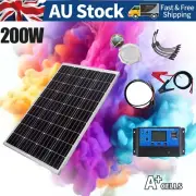 200W 12V Mono Solar Panel Kit 200 Watt 12 Volt Off Grid Power for Home Garden AU