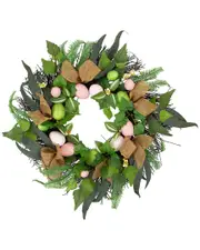 Northlight Easter Egg & Burlap Ribbon Mixed Foliage Twig Wreath