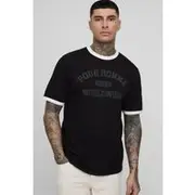 Mens Black Tall Pour Homme Regular Fit Ringer T-Shirt