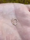 Single Diamond 16G Hinged Nose Ring Septum Clicker Cartilage 14k Gold