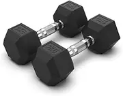 2 x 9kg Hex Rubber Coat Iron Dumbell Home Gym Strength Weight Commercial Grade