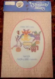Vintage Millie’s Shapely Mats-Oval, Cross Stitch Pattern For Birthday Boy