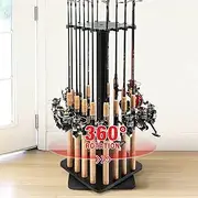 Fishing Rod Holders for Garage 360 Degree Rotating Fishing Pole Rack, Floor Stand Holds up to 16 Rods Wood Fishing Gear Equipment Storage Organizer, Fishing Gifts for Men Women