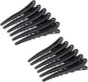 12 Pcs Hair Clips Big Bite Alligator Clip,Long Mouth Clip Hole Clip for Makeup Hair Styling Sectioning (Black)