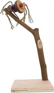 SUPVOX Parrot Perch Stand Natural Fruit Branch Bird Rack with Square Base for Parrots Parakeets Cockatiels and Budgies Durable Chewing and Cage Accessory