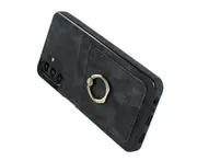 Full Protection Cover for Samsung Galaxy A13, 2 Cards PU Leather Case with Ring Holder - Black