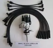 CHRYSLER 318-360 1971-1978 BLACK SMALL Cap HEI Distributor & Spark Plug Wires