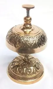 Table Top Polished Shining Antique Brass Reception Bell, Cyber Monday Gift