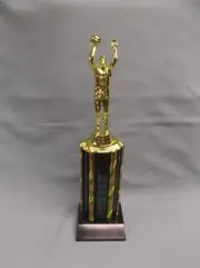 male dribbler BASKETBALL trophy wide black column weighted base