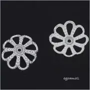 2 Sterling Silver Flower Bead Cap 10mm #51791