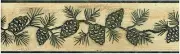 * ARTISTIC PINECONES LIGHT TAN BACKROUND DARK GREEN Wallpaper bordeR Wall decor