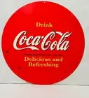 NEW Coca Cola Writing Large Round tin metal sign