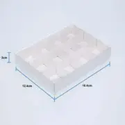 50 WHITE CHOCOLATE BOX 16x12x3 CLEAR LID 12 Cavity Bay favour gift retail favour