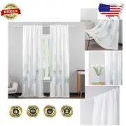 Farmhouse Style 63" Light Filtering Tropical Leaf Sheer Curtains with Rod Pocket