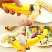 Banana Slicer,ABS + Stainless Steel Fruit and Vegetable Salad Peeler Cutter Kitchen Tools For banana, Sausage, Strawberry,Grape, 1 Pack