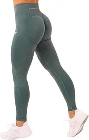 [RYDERWEAR] Women's Stonewash Scrunch Seamless Leggings - Petrol Stonewash XS