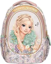 [Depesche] 13304 TOPModel Summer Feeling School Backpack in Pink with Model Motif and Floral Pattern, School Bag with Adjustable Straps, multicoloured, Mittelgroße, Casual, Multicoloured, Mittelgroße