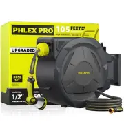 Retractable Garden Hose Reel 105FT, 1/2 inch Wall Mounted Hose Reel with Full...