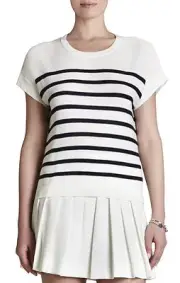 NEW BCBG MAXAZRIA EMMALINE STRIPED HIGHT LOW HEM TOP DGD1S122/B255A SIZE S