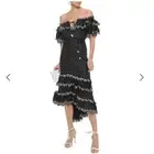 NWT.ZIMMERMANN Jaya Scallop Off-the-shoulder Swiss-dot Linen Midi Dress ZIM0/US4