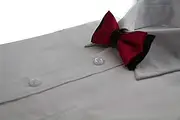 [Tie Store Australia] Boys Dark Red Two Tone Layer Bow Tie Black, Dark Red
