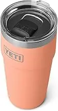 YETI Rambler 20 oz Stackable Tumbler, Stainless Steel, Vacuum Insulated with MagSlider Lid, Lowcountry Peach