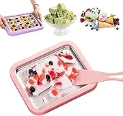 Petrus Ice Cream Tray, petrus ice cream maker, rolled ice cream maker, instant cold plate with 2 scrapers, rolled ice cream machine, DIY Mini Ice Cream Plate Maker Sweet Roller Pan (B)